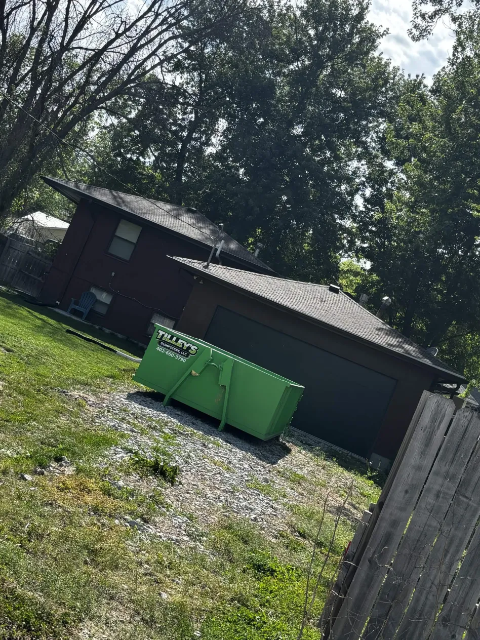Tilley's dumpster placed for residential cleanup